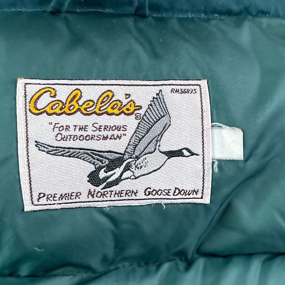 Vintage Cabelas Vest Mens XL Green Puffer Goose Down Full Zip Hunting Gorpcore - Picture 7 of 12
